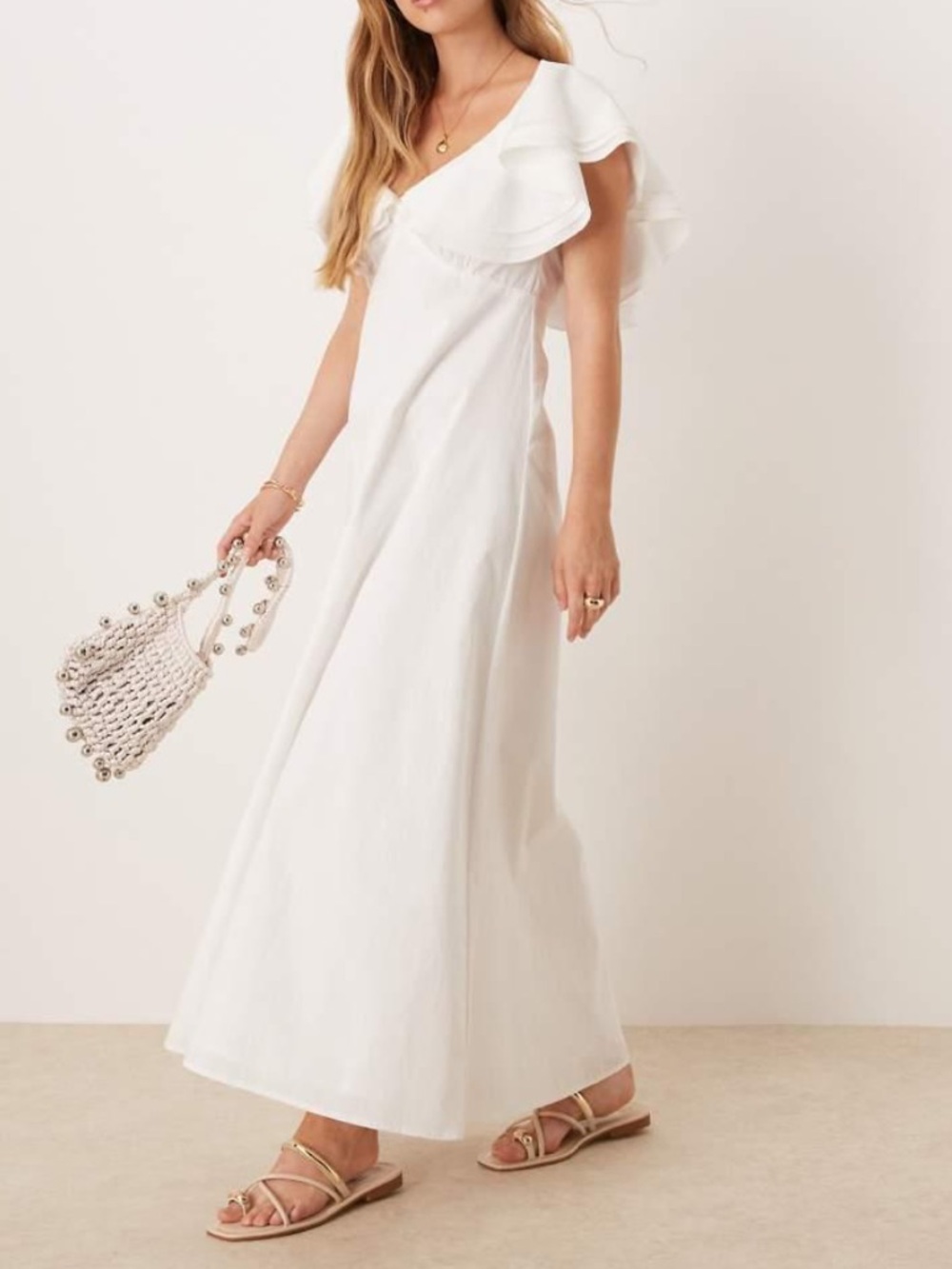 Vrg Girl Party Nights White Cotton Maxi Dress NWT